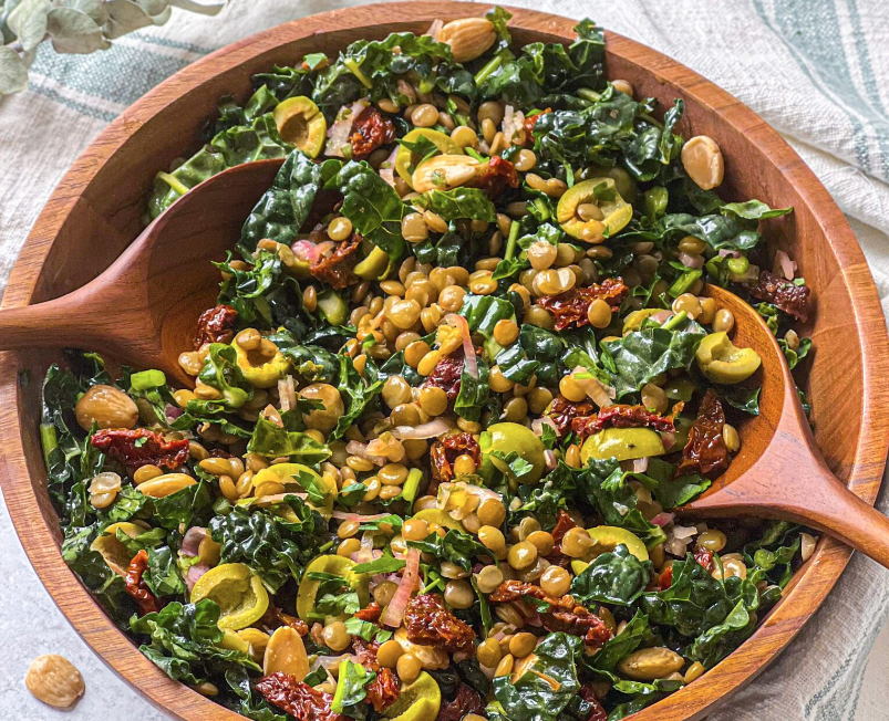 Kale salad that is rich in folate
